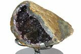Dark Amethyst Geode From Uruguay - Custom Metal Stand #77972-1